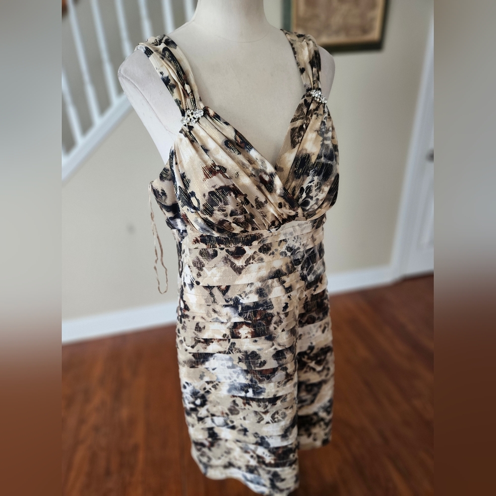 VTG R&M Richards Metallic Animal Print Evening Dress Size 14 - Picture 1 of 5